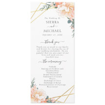 Elegant Peach Cream Blommigt Guld Geometric Bröllo