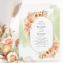 Elegant Peach Cream och Grönt Oval Bröllop