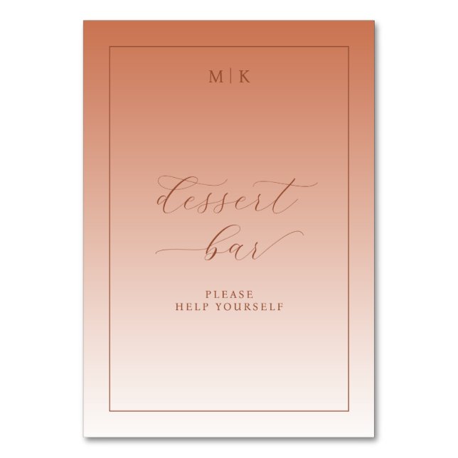 Elegant Peach Dessert Bar Sign Bordsnummer (Framsidan)