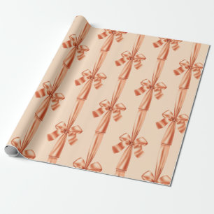 Elegant Peach Faux Satin Ribbon Bow Presentpapper