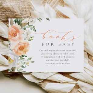 Elegant Peach Flicka Baby Shower Bokar för Baby Tilläggskort