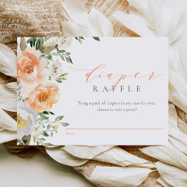 Elegant Peach Flicka Baby Shower Diaper Raffle Tilläggskort