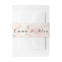 Elegant Peach Floral Invitation Card Belly Bands Band För Inbjudningskort