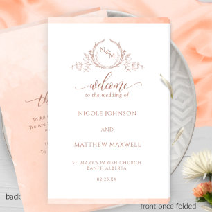Elegant Peach Folded Bröllop Ceremony Program