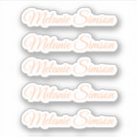 Elegant peach fuzz-skript personlig namn klistermärken<br><div class="desc">Elegant,  fantastisk och elegant peach fuzz-skript personlig dekal aprikoschkrossa färg.</div>