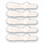 Elegant peach fuzz-skript personlig namn klistermärken<br><div class="desc">Elegant,  fantastisk och elegant peach fuzz-skript personlig dekal aprikoschkrossa färg.</div>