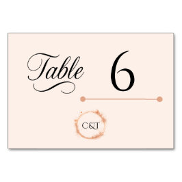 Elegant Peach Gnistra Bröllop Script Calligraphy Bordsnummer