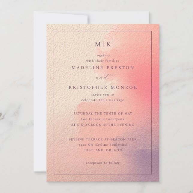 Elegant Peach Gradient Wedding Invitation Inbjudningar (Framsida)