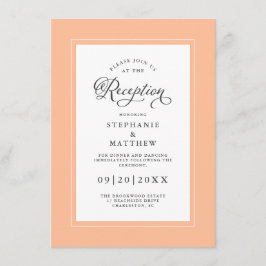 Elegant Peach Gräns bröllopsmottagning Calligraphy Tilläggskort