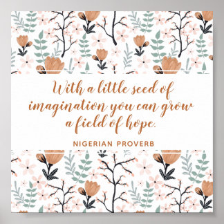 Elegant Peach Hope Quote Blommigt Inspirational Ar Poster