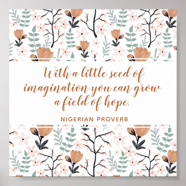 Elegant Peach Hope Quote Blommigt Inspirational Ar Poster (Framsidan)
