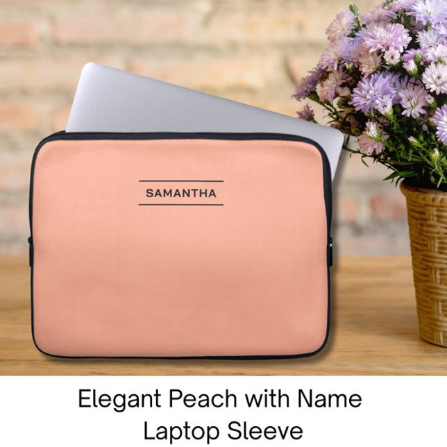 Elegant Peach med Namn Laptop sleeve (Skapare uppladdad)