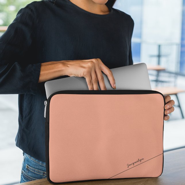 Elegant Peach med Namn Laptop sleeve (Skapare uppladdad)