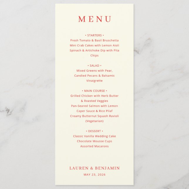 Elegant Peach Menu Card Meny (Framsida)