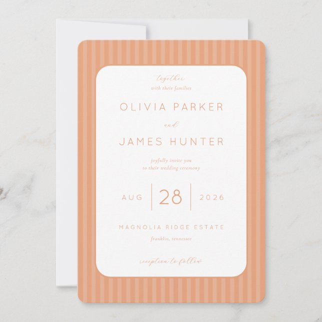 Elegant Peach Minimalist Wedding Invitation Inbjudningar (Framsida)