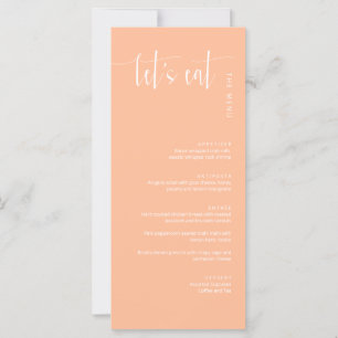 Elegant Peach Modern Låt oss Eat Tack Meny