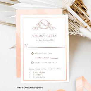 Elegant Peach Monogram och Watercolor OSA Kort