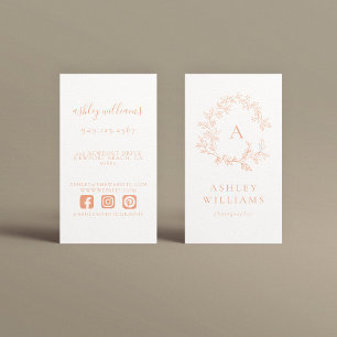 Elegant Peach Monogram Professionell Blommigt Vape Visitkort