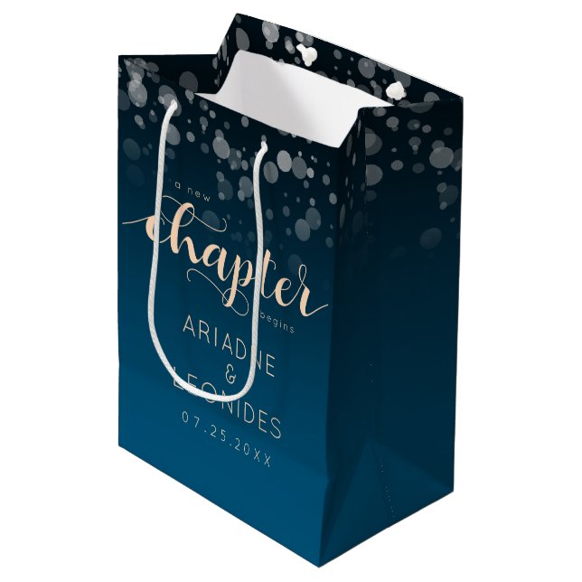 Elegant Peach Oceanic Blue Bröllop A Nytt kapitel (Framsidan Vinklad)