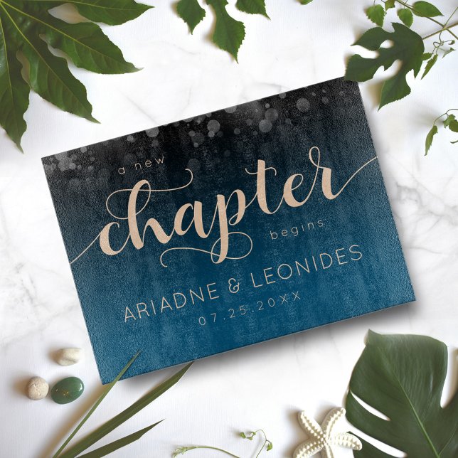 Elegant Peach Oceanic Blue Bröllop A Nytt kapitel (Skapare uppladdad)