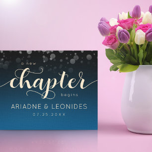 Elegant Peach Oceanic Blue Bröllop A Nytt kapitel Canvastryck