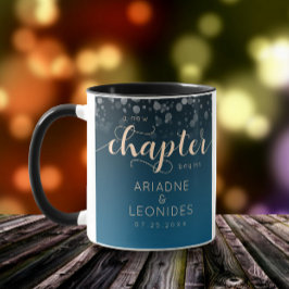 Elegant Peach Oceanic Blue Bröllop A Nytt kapitel Mugg