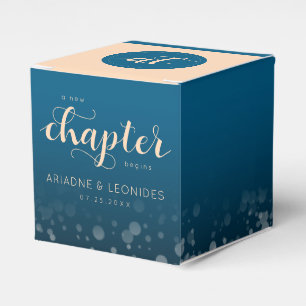 Elegant Peach Oceanic Blue Bröllop A Nytt kapitel Presentaskar