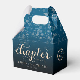 Elegant Peach Oceanic Blue Bröllop A Nytt kapitel Presentaskar