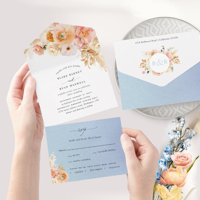Elegant Peach och Blue Blommigt Bröllop med OSA Al (Skapare uppladdad)