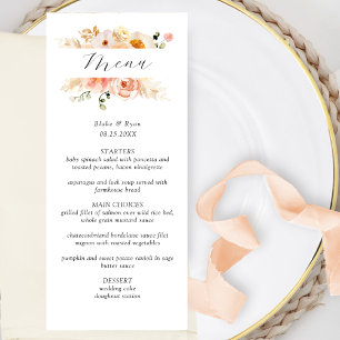 Elegant Peach, och Champagne Bröllop Menu Meny
