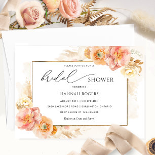 Elegant Peach och Cream Blommigt Möhippa Inbjudningar