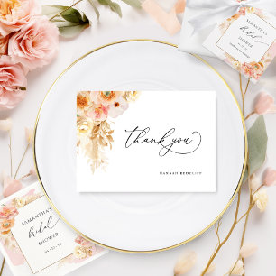 Elegant Peach och Cream Blommigt Möhippa Tack Kort