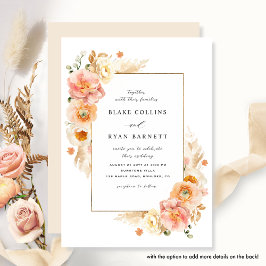 Elegant Peach och Cream Delikat Blommigt Bröllop Inbjudningar