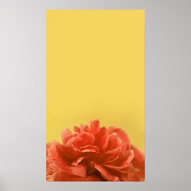 Elegant Peach och Gult Blommigt Art Poster (Framsidan)