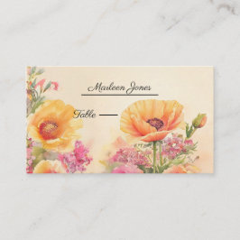 Elegant Peach och Rosa Blommigt Bröllop Placeringskort