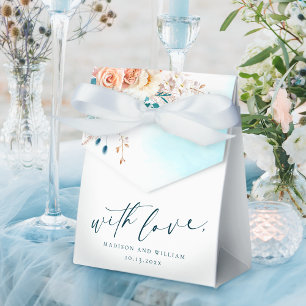 Elegant Peach och Teal Blommigt Tack vattenfärg Presentaskar