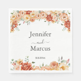 Elegant Peach, Orange Blommigt Cocktail-Pappersser Pappersservett