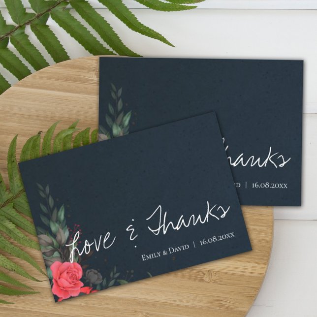 Elegant Peach Orange Blommigt Kärlek & Tack Bröllo (Skapare uppladdad)