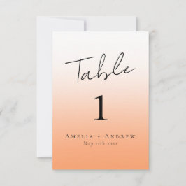 Elegant Peach Orange Fuzz Bröllop Bordsnummer