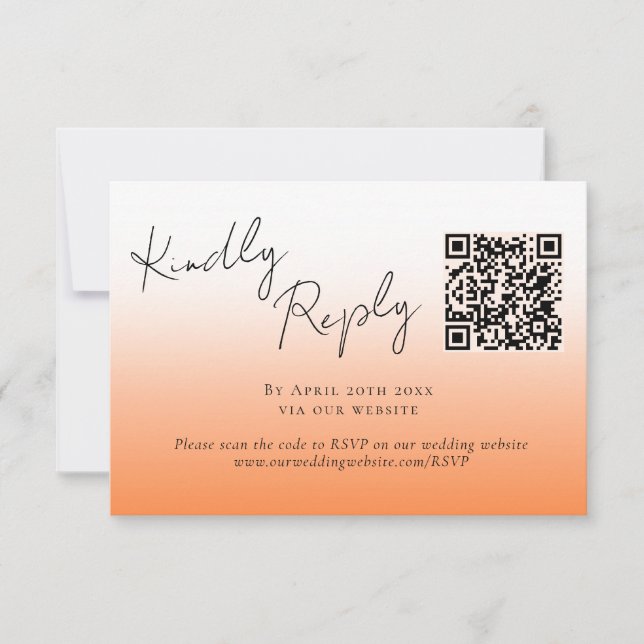 Elegant Peach Orange Fuzz QR-kodBröllop OSA (Framsida)
