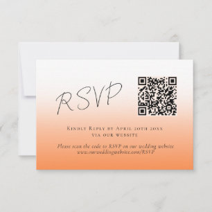 Elegant Peach Orange Fuzz QR-kodBröllop OSA Kort