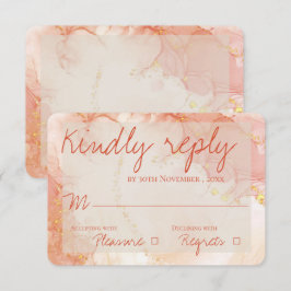 Elegant Peach Orange Guld Marble Cute Bröllop OSA Kort