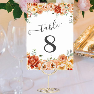 Elegant Peach, Orange Peonies Blommigt Bordsnummer