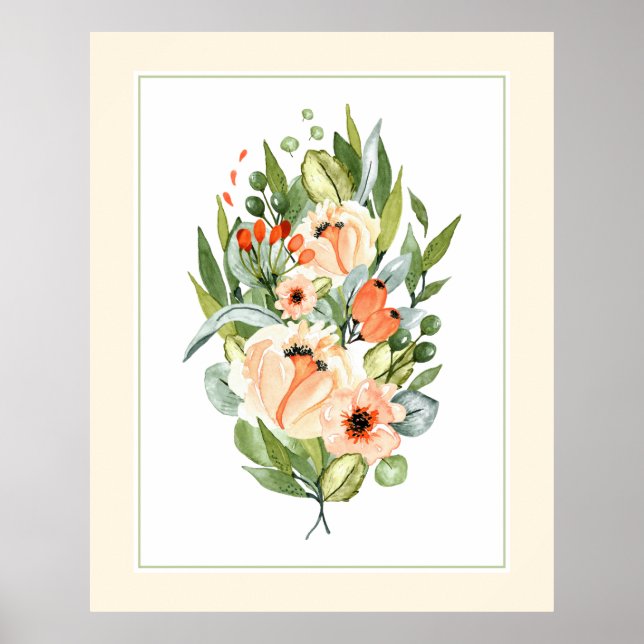 Elegant Peach Orchards Flowers Bunch Poster (Framsidan)