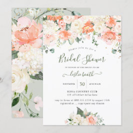Elegant Peach Peonies Cream Ro Möhippa Inbjudningar