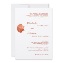 Elegant Peach Rattan Seashell Wedding bjudande