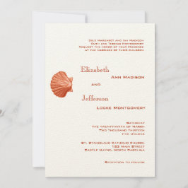 Elegant Peach Rattan Seashell Wedding bjudande Inbjudningar