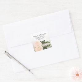 Elegant Peach Ro Bröllop Returadress Seal Fyrkantigt Klistermärke