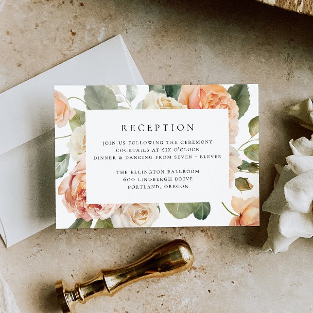 Elegant Peach Ro bröllopsmottagning Tilläggskort (Skapare uppladdad)