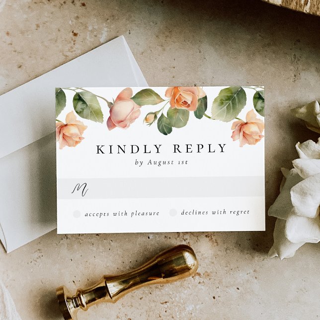 Elegant Peach Ro Meal Choice Bröllop R OSA Kort (Skapare uppladdad)